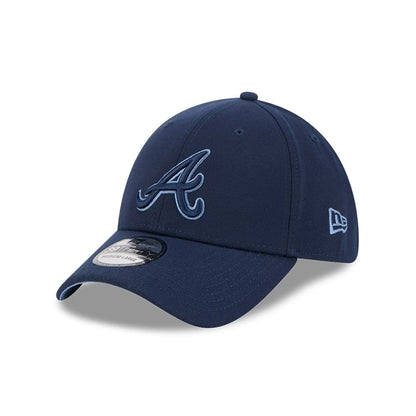 Pictured is this MLB Faded Oceanside Atlanta Braves 39THIRTY Stretch Fit cap in dark blue. 1