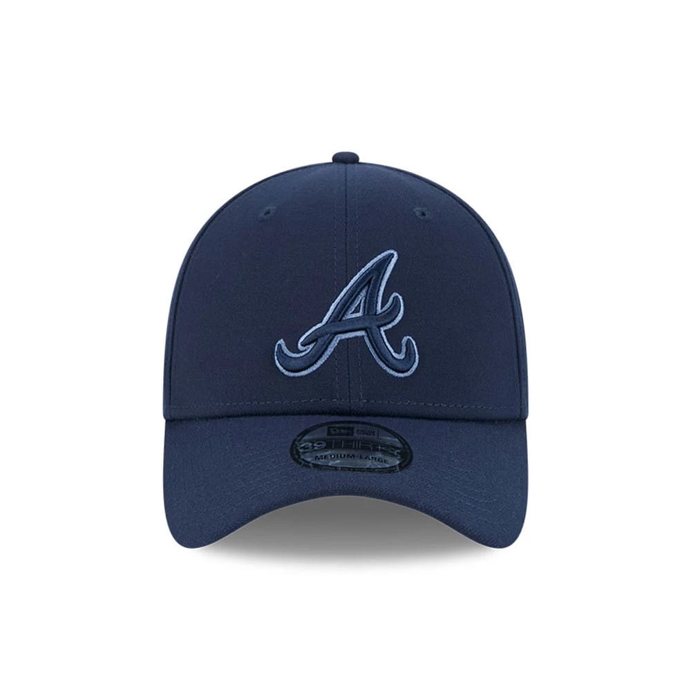 Pictured is this MLB Faded Oceanside Atlanta Braves 39THIRTY Stretch Fit cap in dark blue. 3