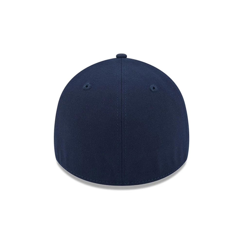 Pictured is this MLB Faded Oceanside Atlanta Braves 39THIRTY Stretch Fit cap in dark blue. 7