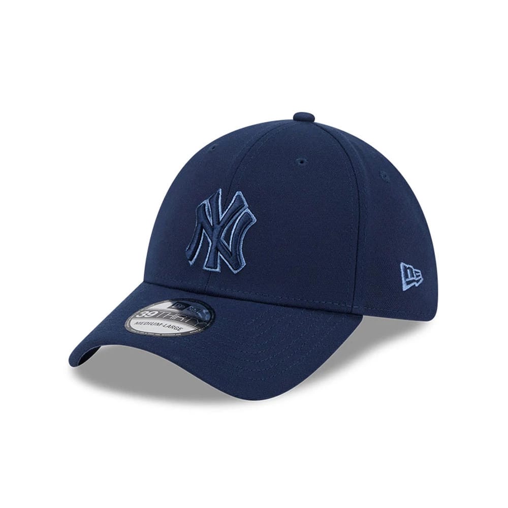 Pictured is this MLB Faded Oceanside New York Yankees 39THIRTY Stretch Fit cap in dark blue. 1