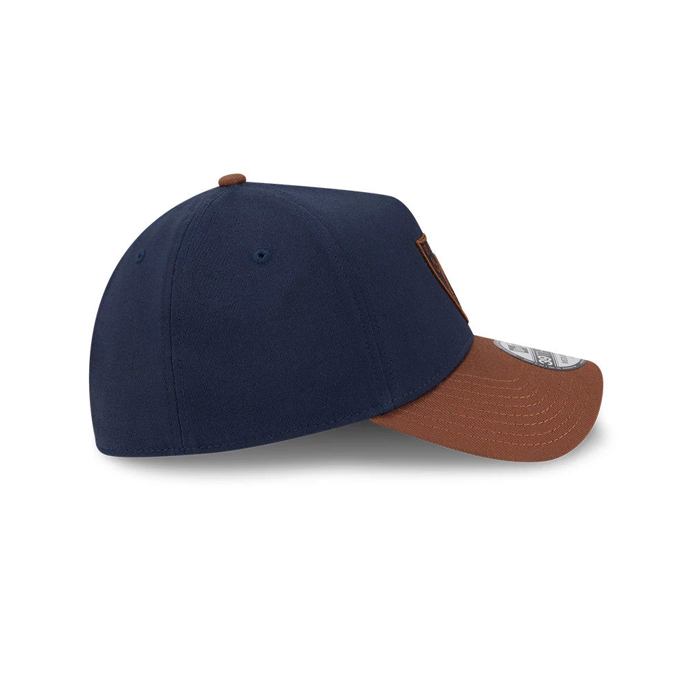 Pictured is this NFL Blueberry Tiramisu Las Vegas Raiders 39THIRTY A-Frame Stretch Fit cap in navy. 6