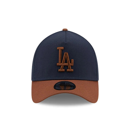 Pictured is this MLB Blueberry Tiramisu LA Dodgers 39THIRTY A-Frame Stretch Fit cap in navy & brown. 3