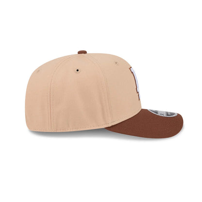 Pictured is this MLB Candied Pecan LA Dodgers 9SEVENTY Stretch Snap cap in beige. 5