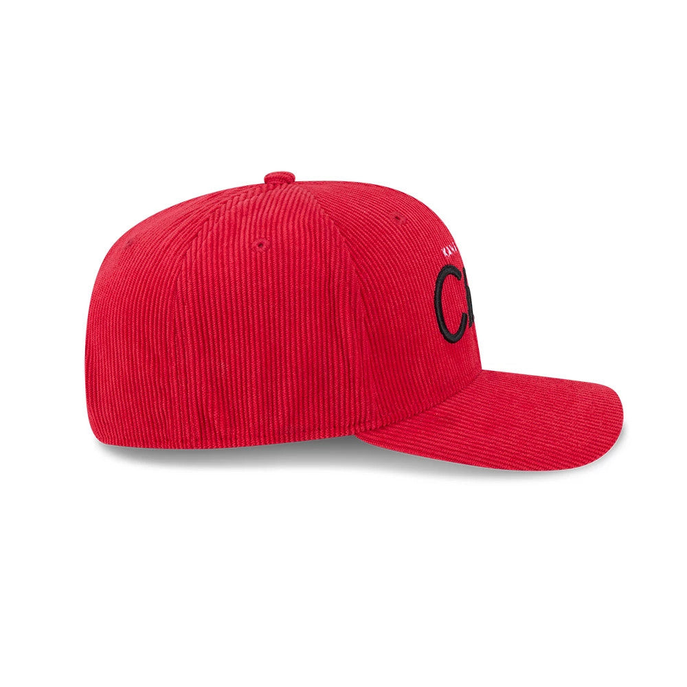 Pictured is this NFL Cord Script Kansas City Chiefs 9SEVENTY Stretch Snap cap in red. 6