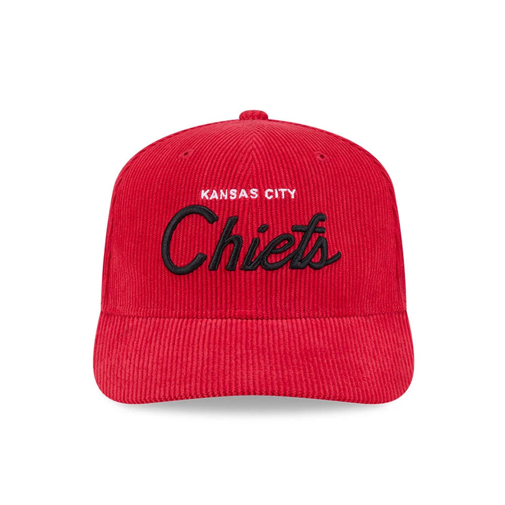 Pictured is this NFL Cord Script Kansas City Chiefs 9SEVENTY Stretch Snap cap in red. 3