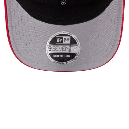 Pictured is this NFL Cord Script Kansas City Chiefs 9SEVENTY Stretch Snap cap in red. 2