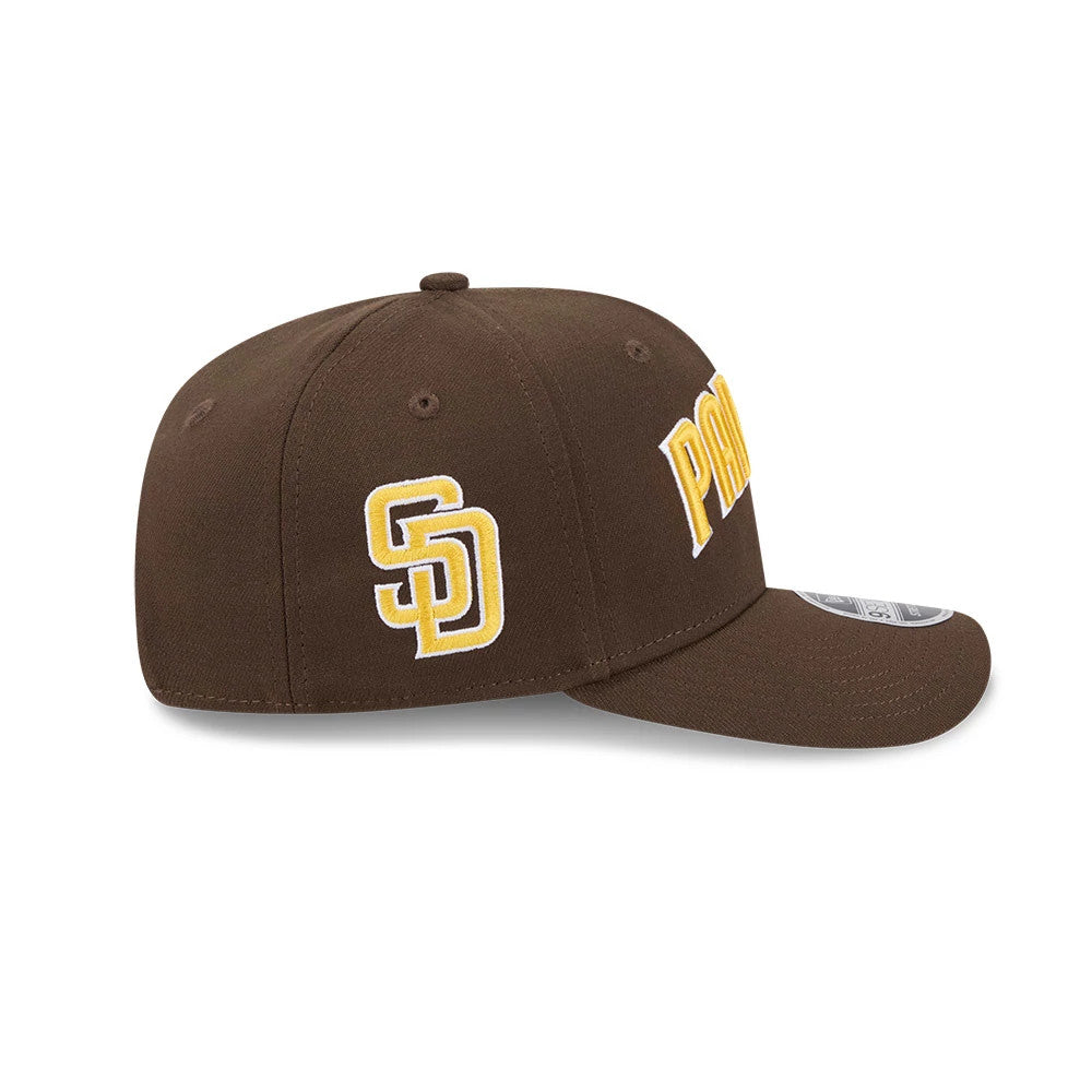 Pictured is this MLB San Diego Padres 9SEVENTY Stretch Snap cap in dark brown. 4