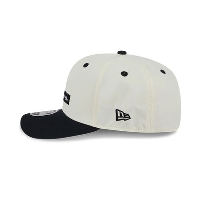 Pictured is this New Era Linear Logo 9SEVENTY Stretch Snap cap in white & black. 5