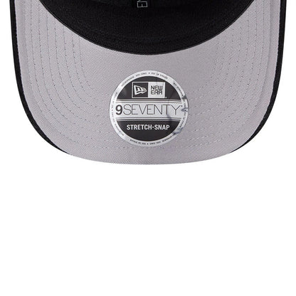 Pictured is this NFL Cord Script Philadelphia Eagles 9SEVENTY Stretch Snap cap in black. 2