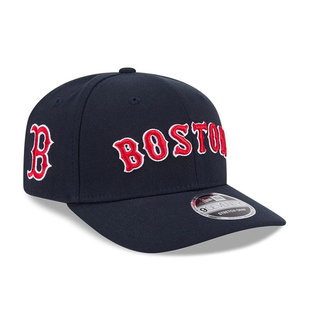 Pictured is this MLB Boston Red Sox 9SEVENTY Stretch Snap cap in navy. 1