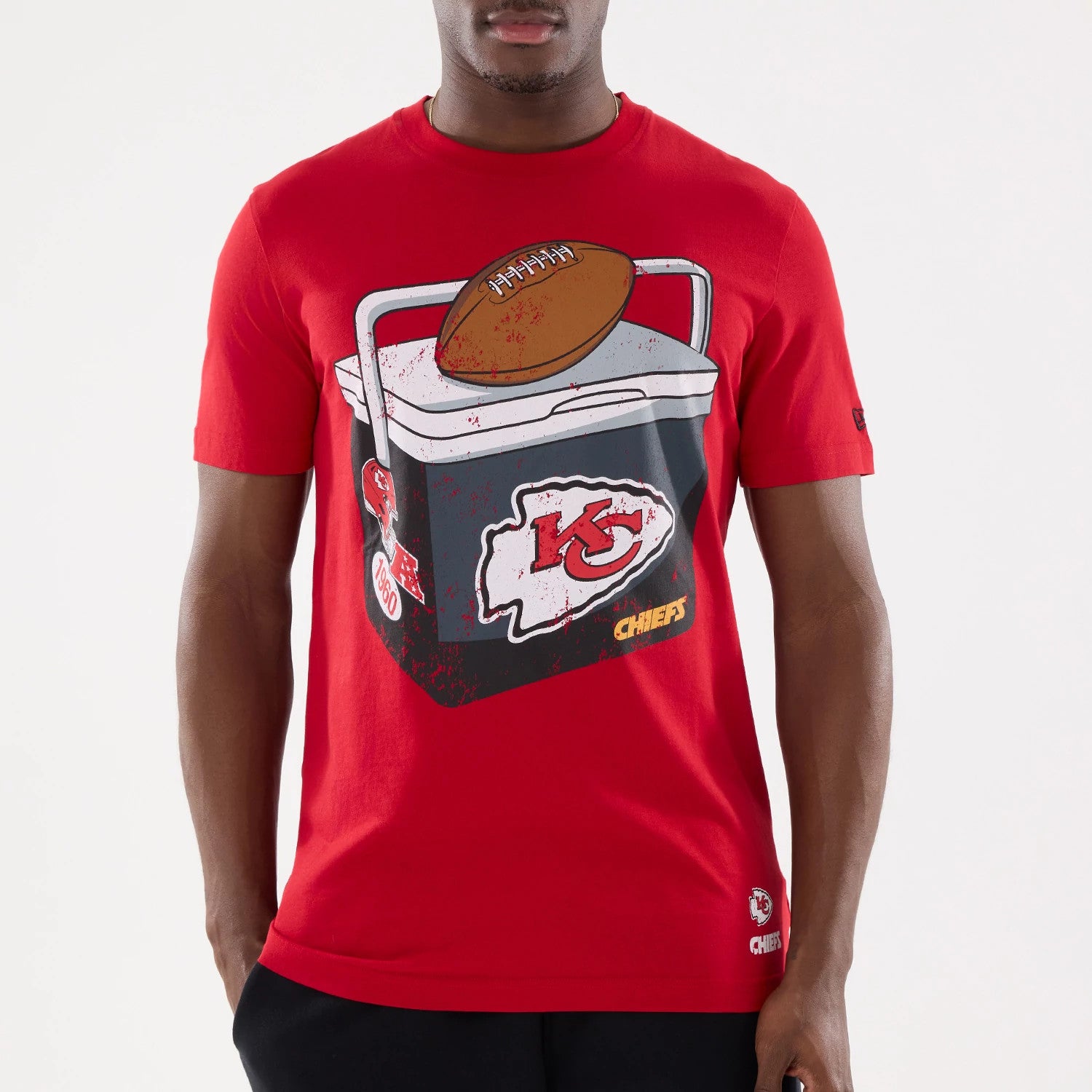 The model is wearing this NFL Training 2026 Kansas City Chiefs T-Shirt in red. 3