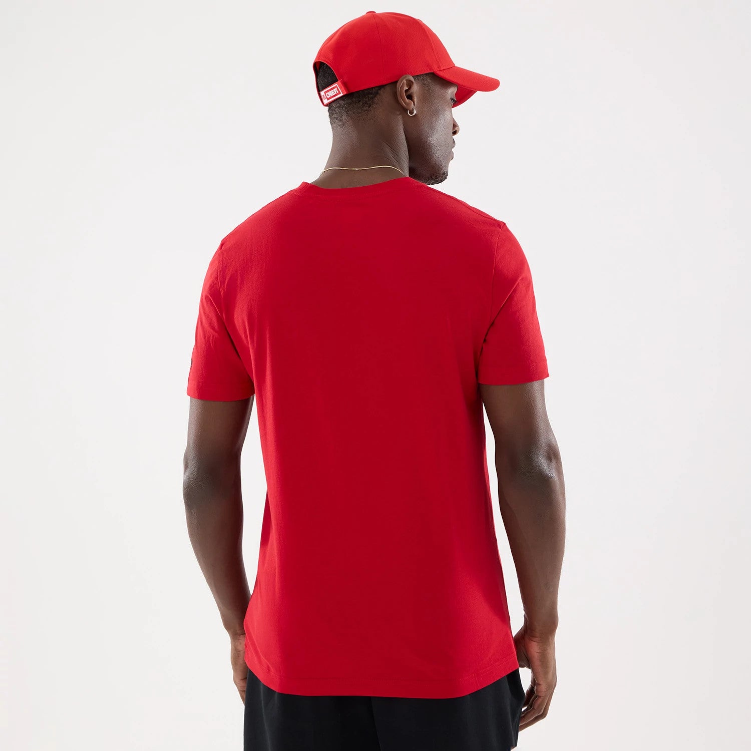 The model is wearing this NFL Training 2026 Kansas City Chiefs T-Shirt in red. 2