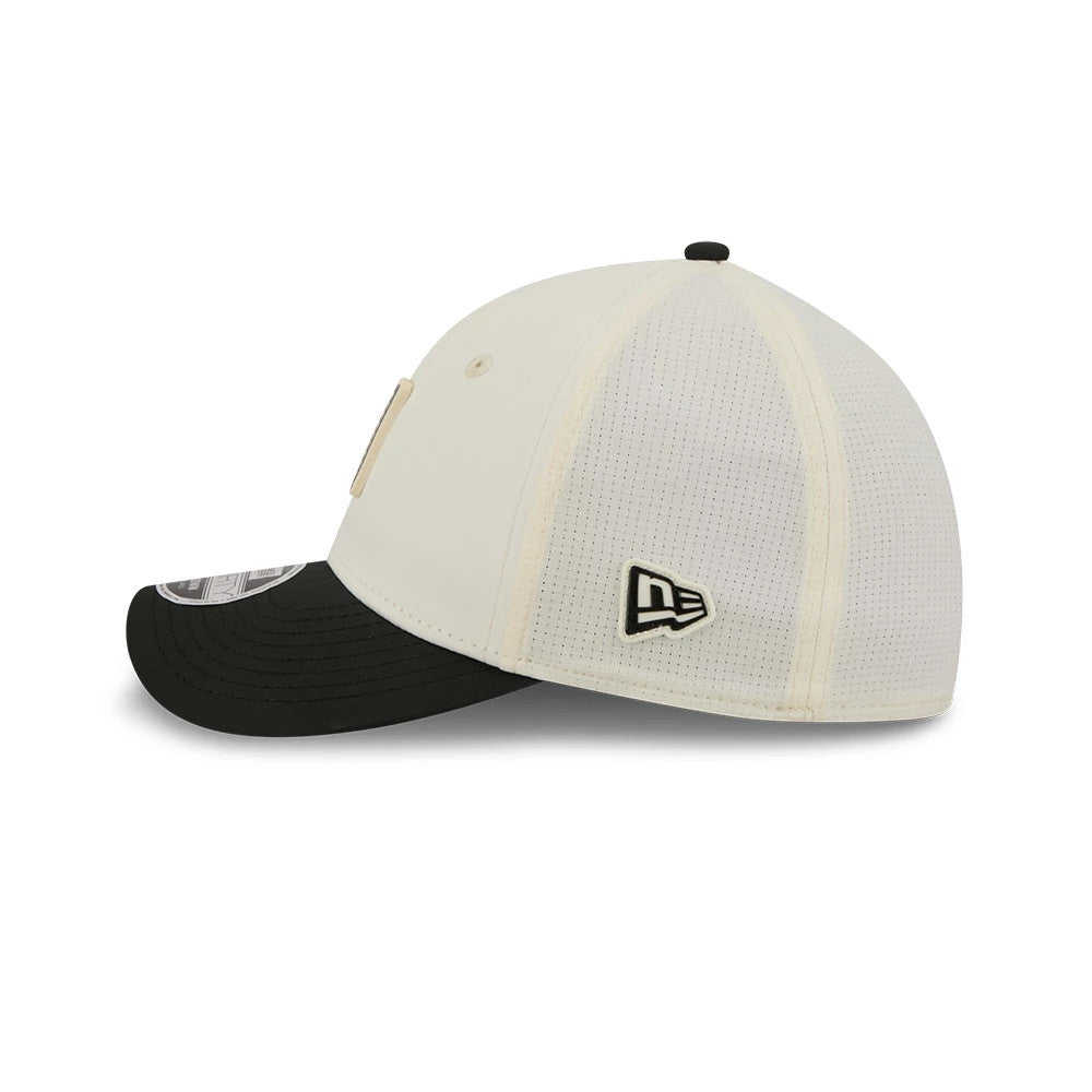 Pictured is this NFL Training 2026 Las Vegas Raiders 39THIRTY M-Crown Stretch Fit cap in white. 6