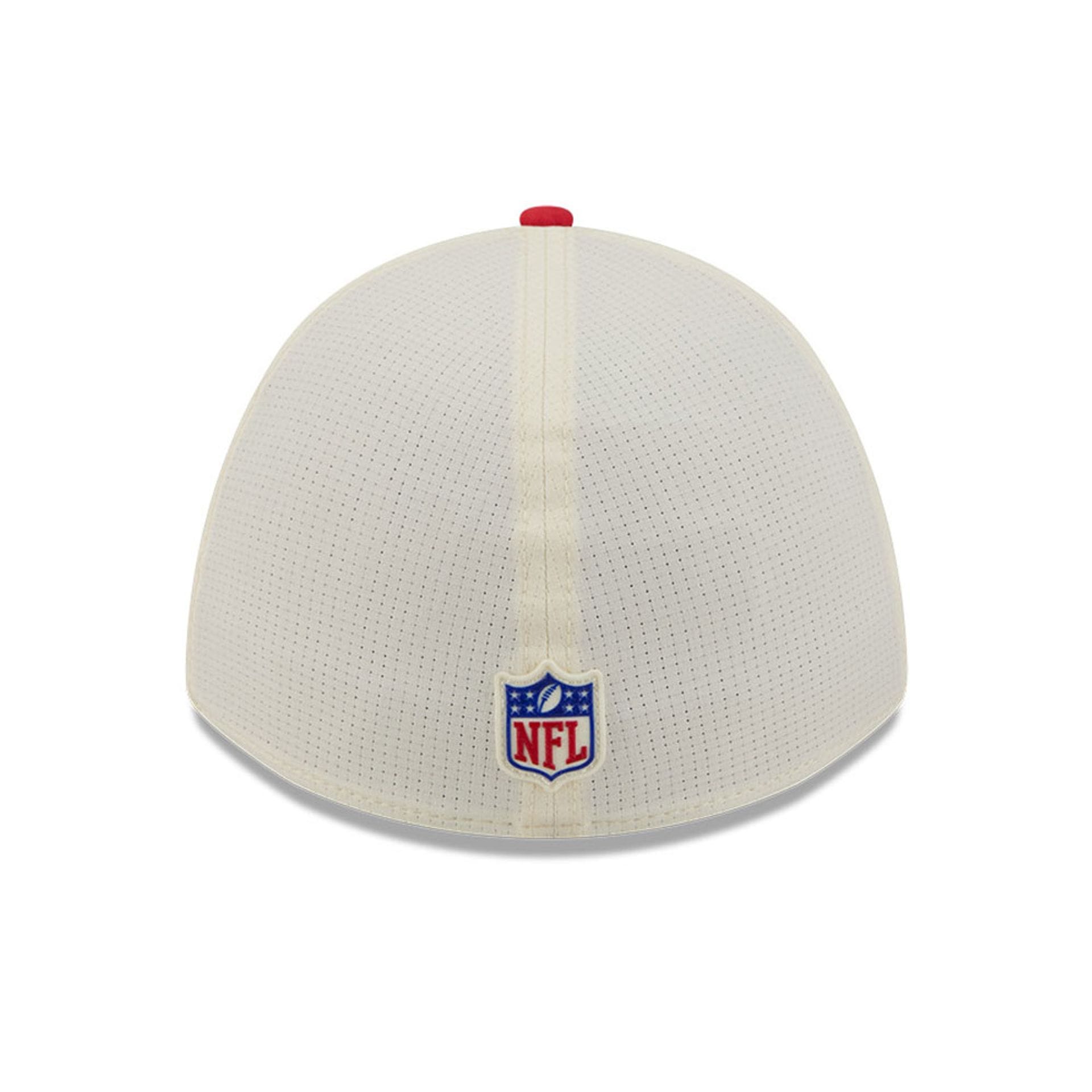 Pictured is this NFL Training 2026 Kansas City Chiefs 39THIRTY M-Crown Stretch Fit cap in white. 4