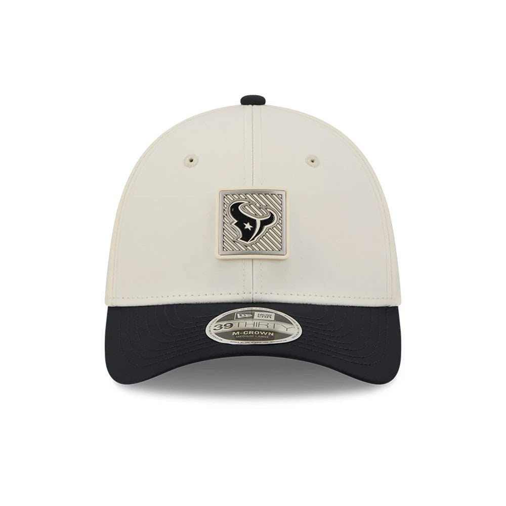 Pictured is this NFL Training 2026 Houston Texans 39THIRTY M-Crown Stretch Fit cap in white. 2