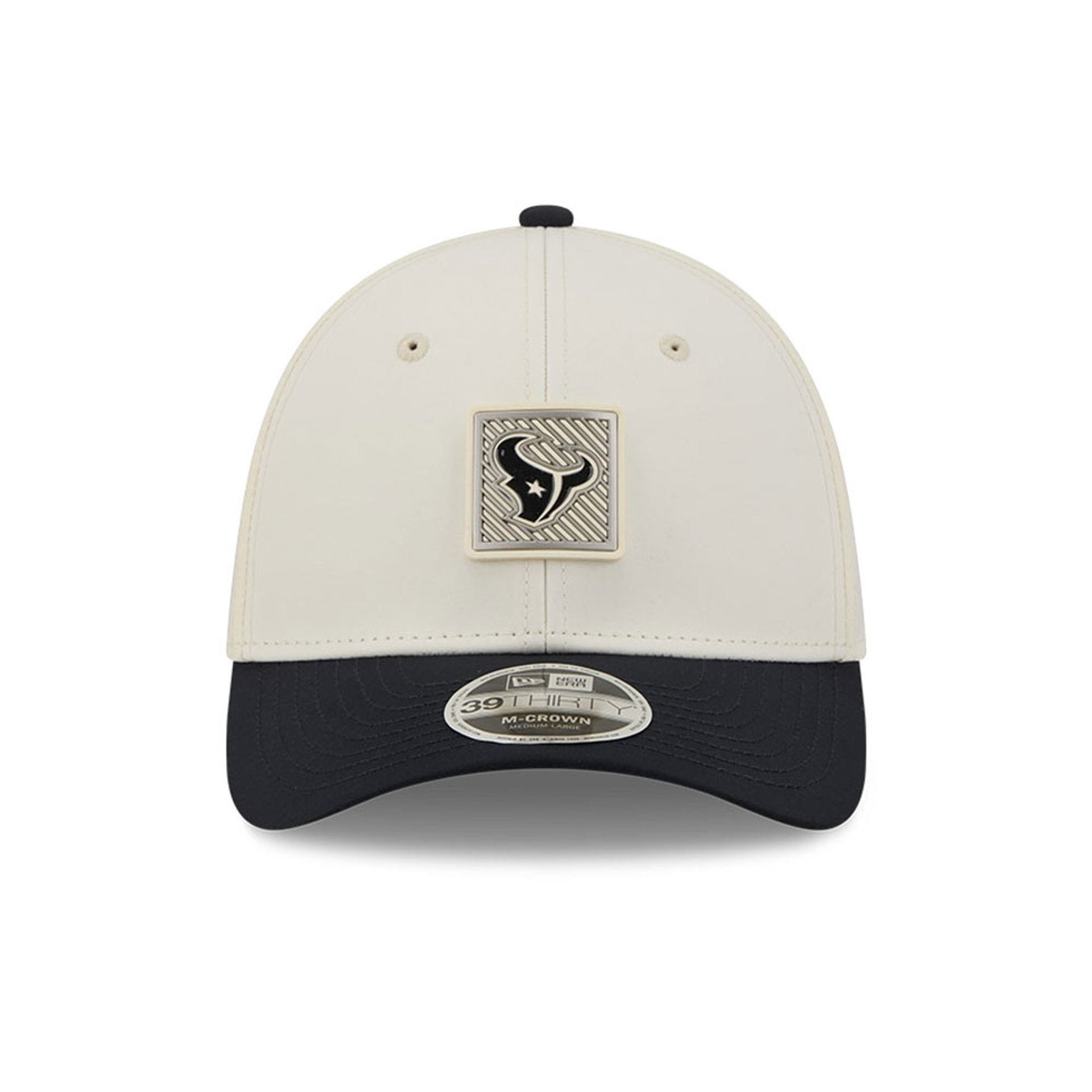 Pictured is this NFL Training 2026 Houston Texans 39THIRTY M-Crown Stretch Fit cap in white. 2