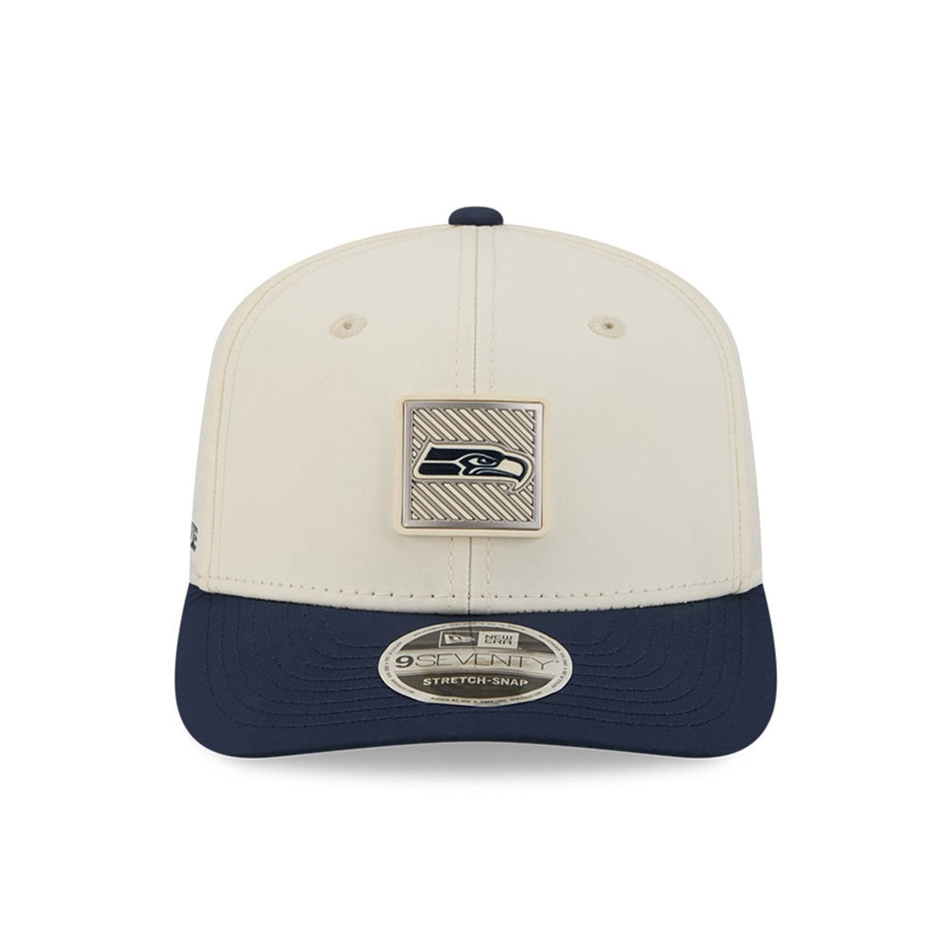 Pictured is this NFL Training 2026 Seattle Seahawks 9SEVENTY Stretch Snap cap in white. 2