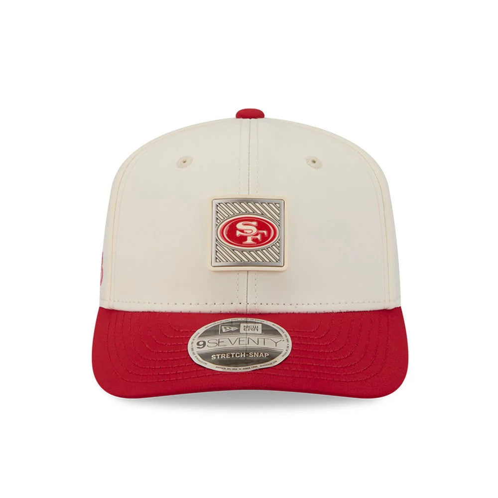 Pictured is this NFL Training 2026 San Francisco 49ers 9SEVENTY Stretch Snap cap in white. 2