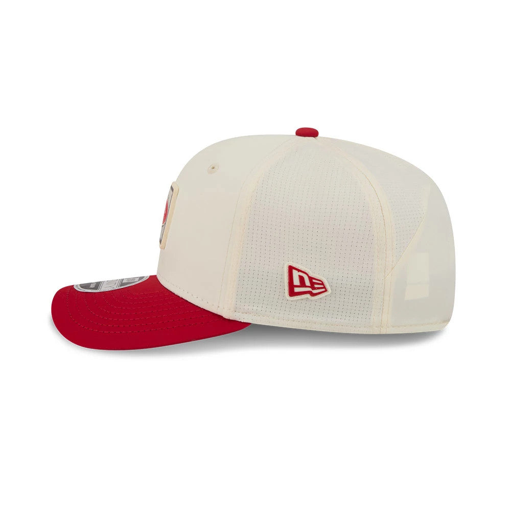 Pictured is this NFL Training 2026 San Francisco 49ers 9SEVENTY Stretch Snap cap in white. 5