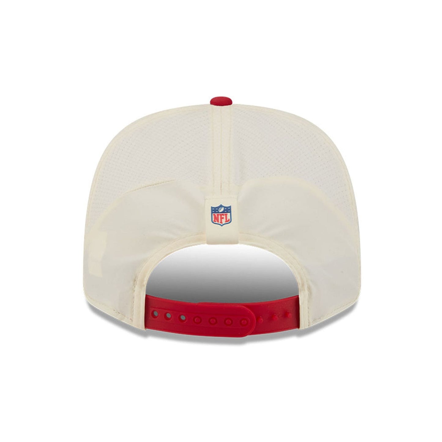 Pictured is this NFL Training 2026 San Francisco 49ers 9SEVENTY Stretch Snap cap in white. 6