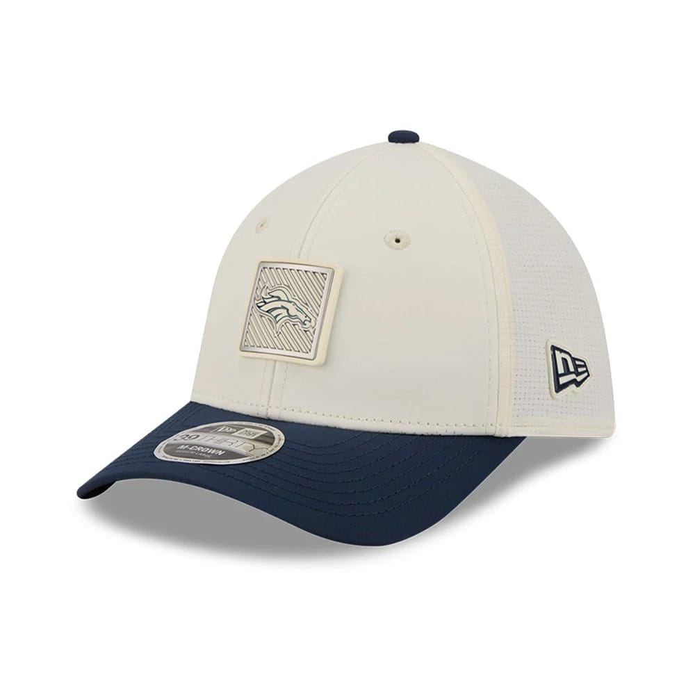 Pictured is this NFL Training 2026 Denver Broncos 39THIRTY M-Crown Stretch Fit cap in white. 3