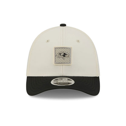 Pictured is this NFL Training 2026 Baltimore Ravens 39THIRTY M-Crown Stretch Fit cap in white. 2