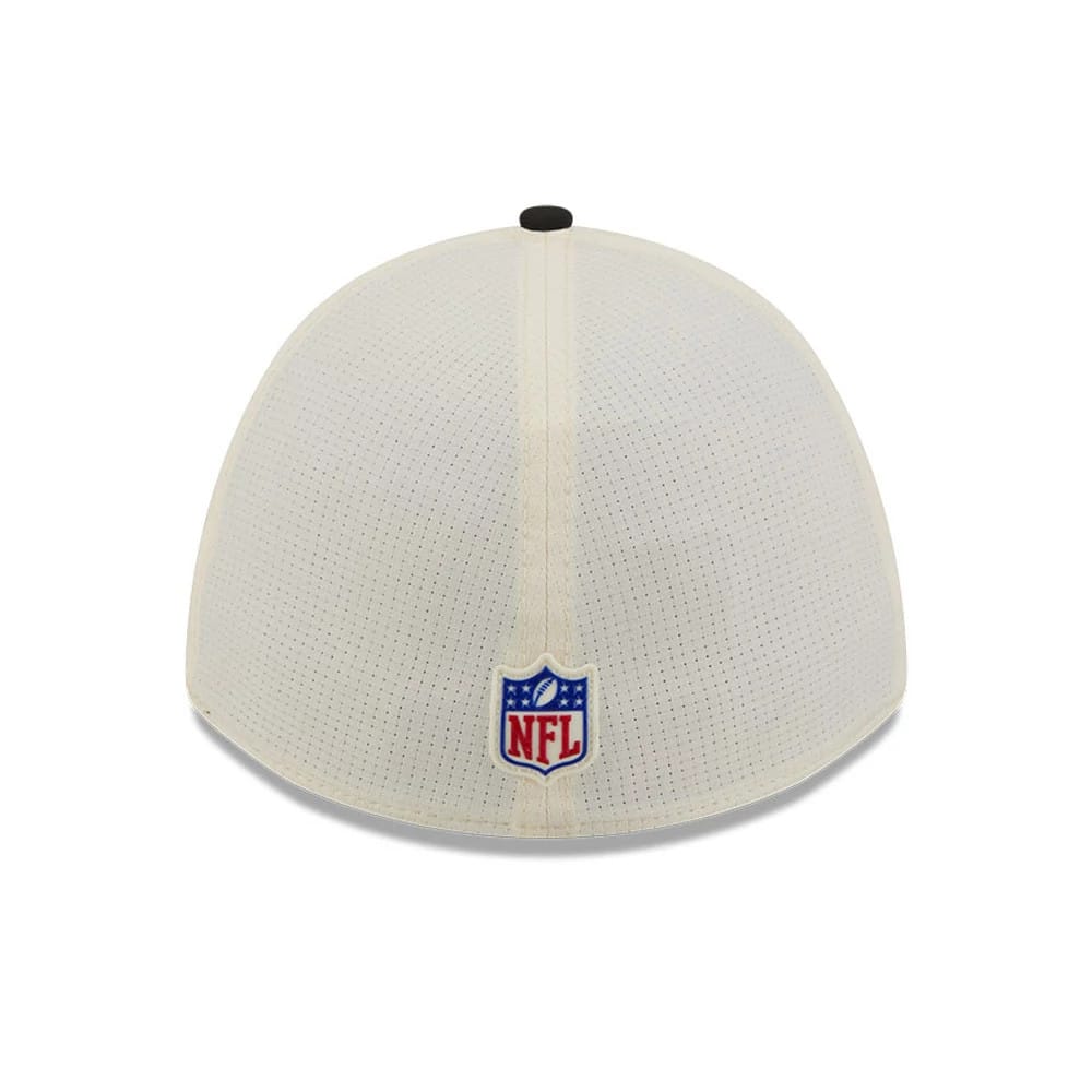 Pictured is this NFL Training 2026 Baltimore Ravens 39THIRTY M-Crown Stretch Fit cap in white. 4