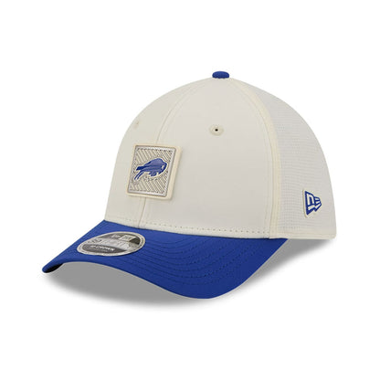 Pictured is this NFL Training 2026 Buffalo Bills 39THIRTY M-Crown Stretch Fit cap in white. 3