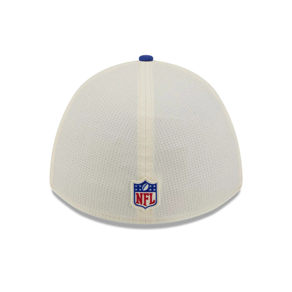 Pictured is this NFL Training 2026 Buffalo Bills 39THIRTY M-Crown Stretch Fit cap in white. 4