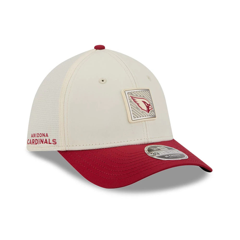 Pictured is this NFL Training 2026 Arizona Cardinals 39THIRTY M-Crown Stretch Fit cap in white. 1
