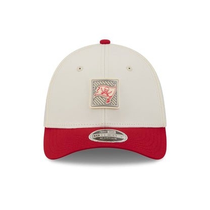 Pictured is this NFL Training 2026 Tampa Bay Buccaneers 39THIRTY M-Crown Stretch Fit cap in white. 2