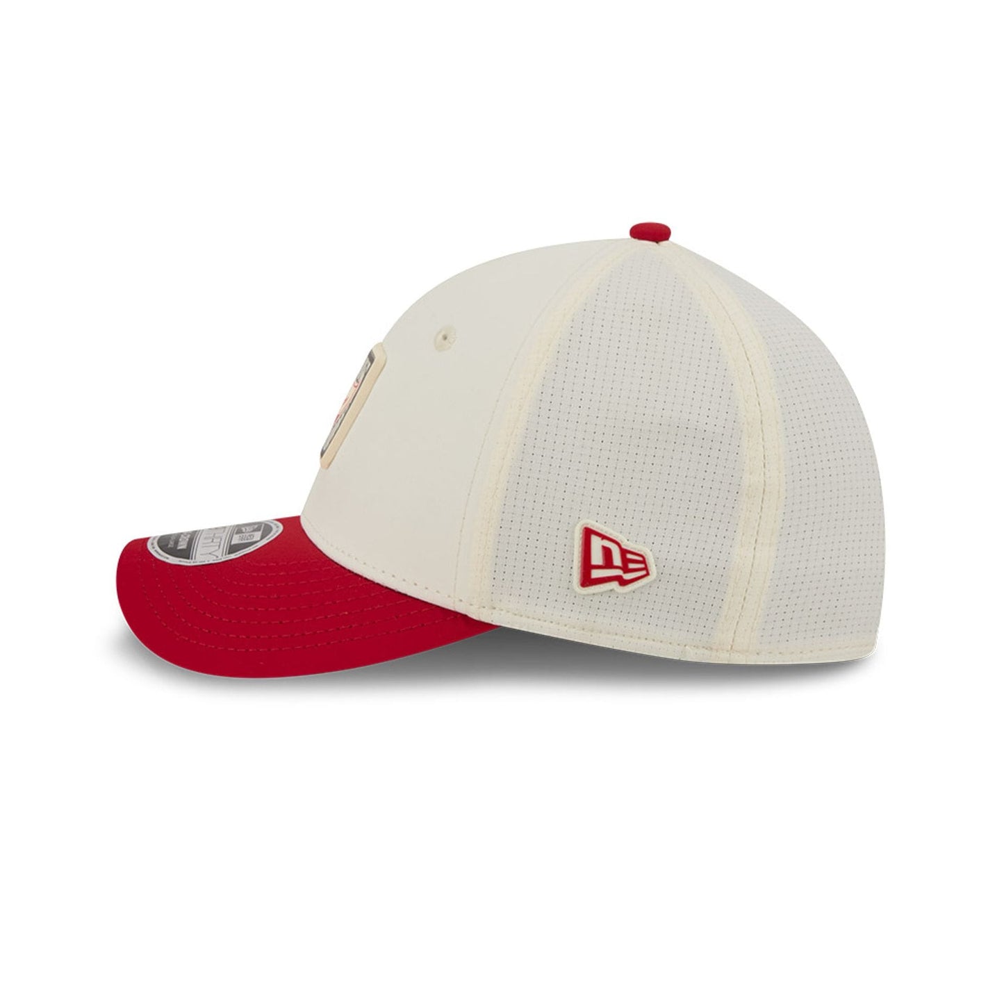 Pictured is this NFL Training 2026 Tampa Bay Buccaneers 39THIRTY M-Crown Stretch Fit cap in white. 5