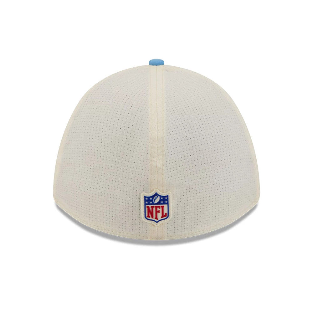 Pictured is this NFL Training 2026 Tennessee Titans 39THIRTY M-Crown Stretch Fit cap in pastel white. 6