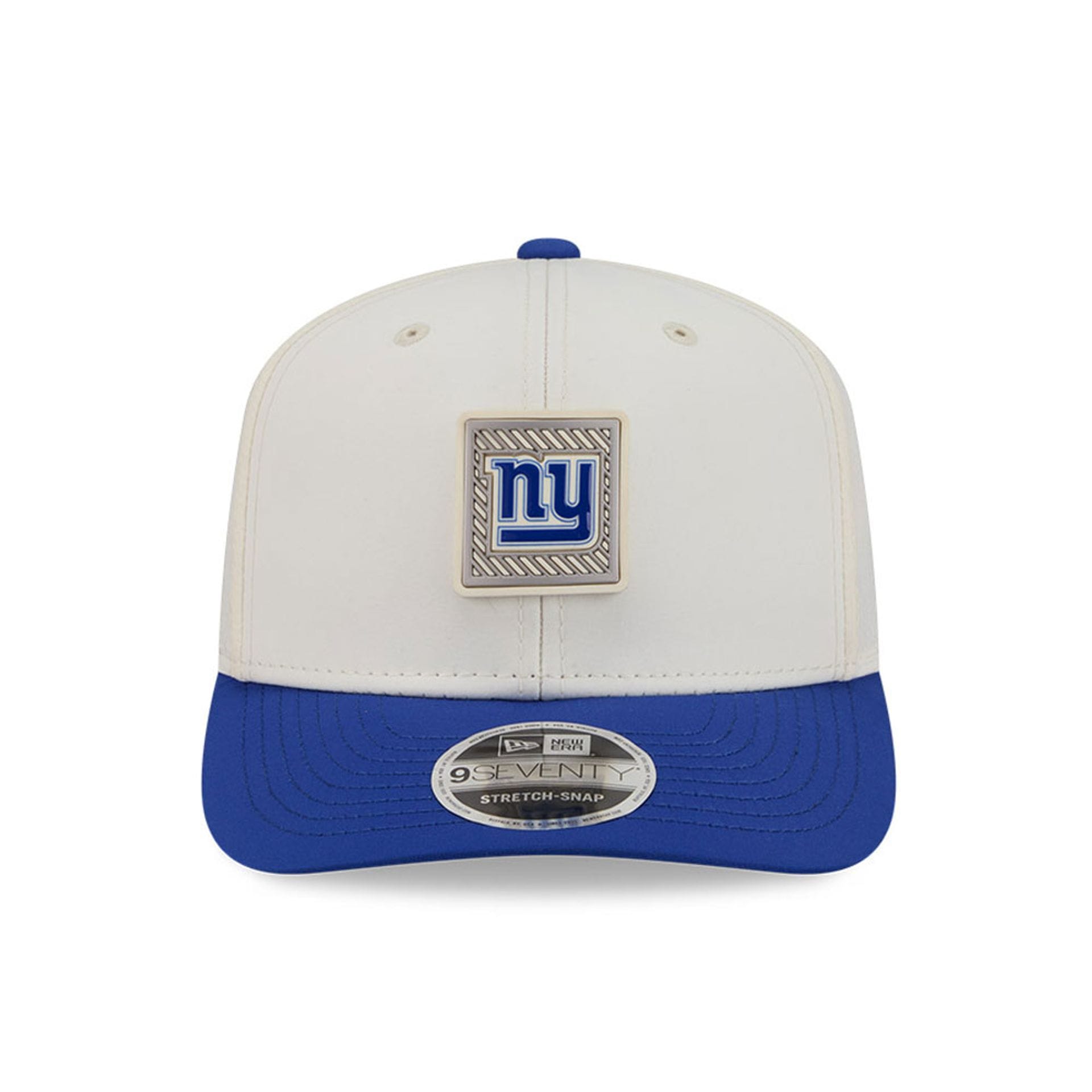 Pictured is this NFL Training 2026 New York Giants 9SEVENTY Stretch Snap cap in white. 2