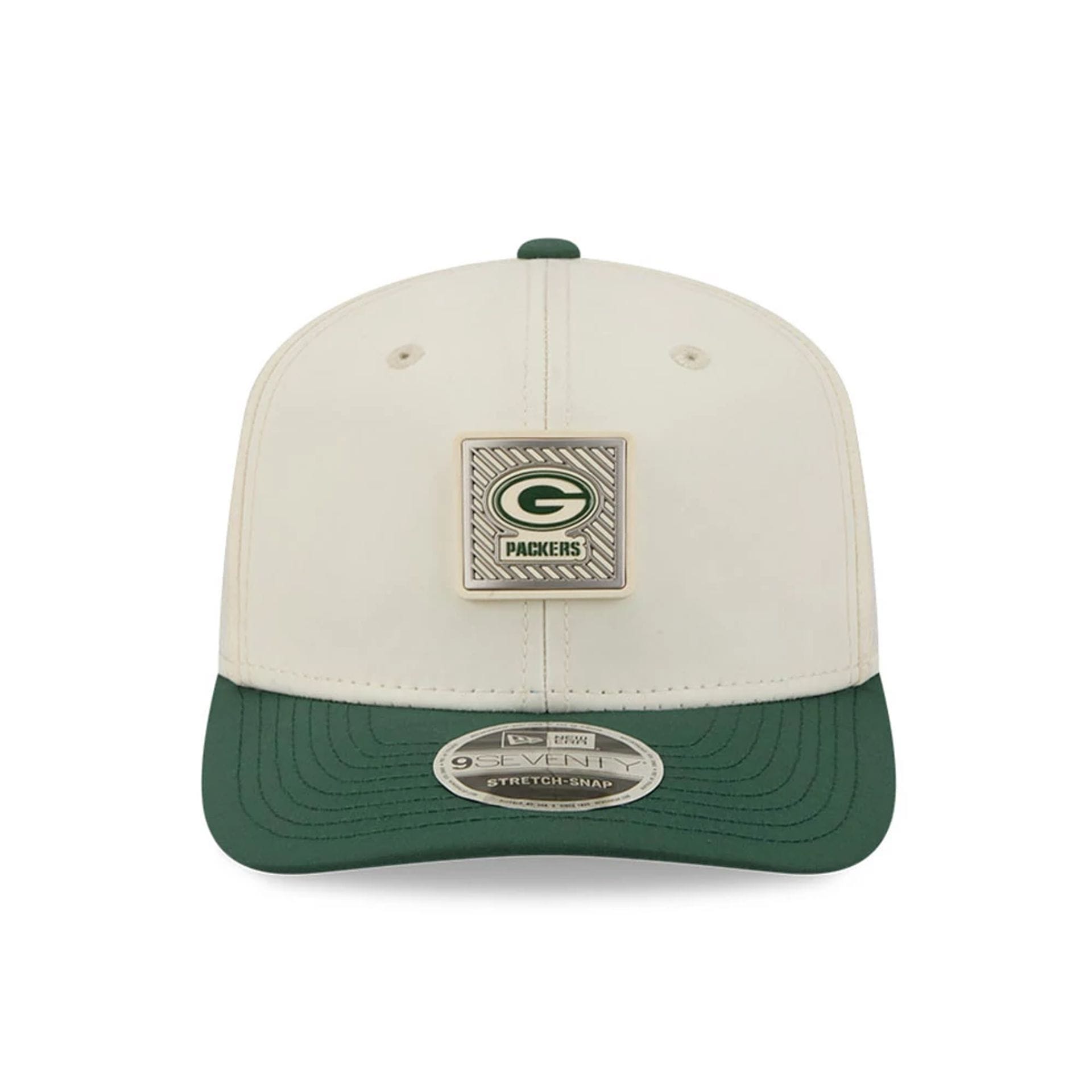 Pictured is this NFL Training 2026 Green Bay Packers 9SEVENTY Stretch Snap cap in white. 2