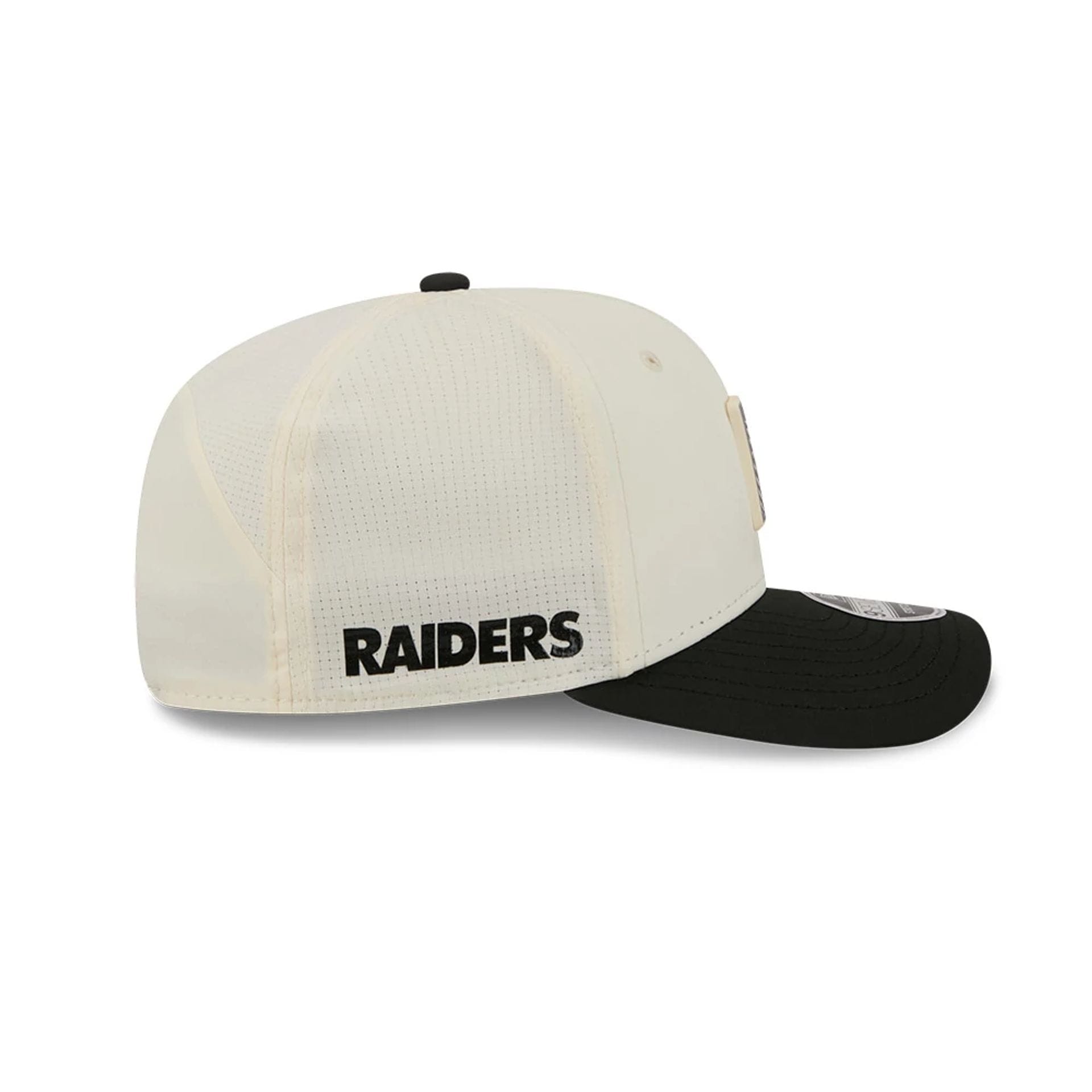 Pictured is this NFL Training 2026 Las Vegas Raiders 9SEVENTY Stretch Snap cap in white. 4