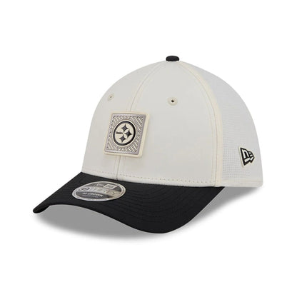 Pictured is this NFL Training 2026 Pittsburgh Steelers 39THIRTY M-Crown Stretch Fit cap in white. 3