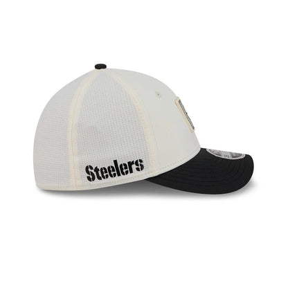 Pictured is this NFL Training 2026 Pittsburgh Steelers 39THIRTY M-Crown Stretch Fit cap in white. 4