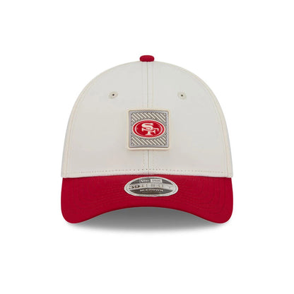 Pictured is this NFL Training 2026 San Francisco 49ers 39THIRTY M-Crown Stretch Fit cap in white. 2