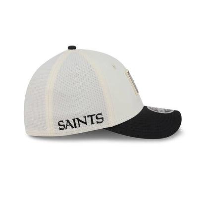 Pictured is this NFL Training 2026 New Orleans Saints 39THIRTY M-Crown Stretch Fit cap in white. 4