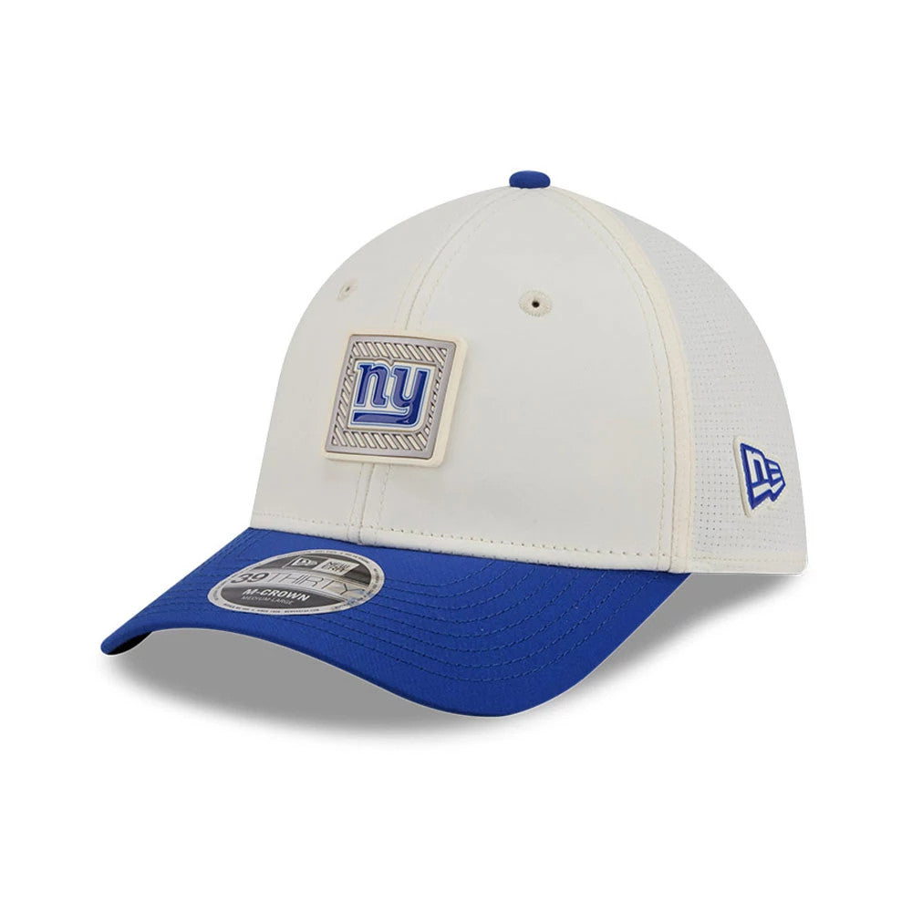 Pictured is this NFL Training 2026 New York Giants 39THIRTY M-Crown Stretch Fit cap in white. 3