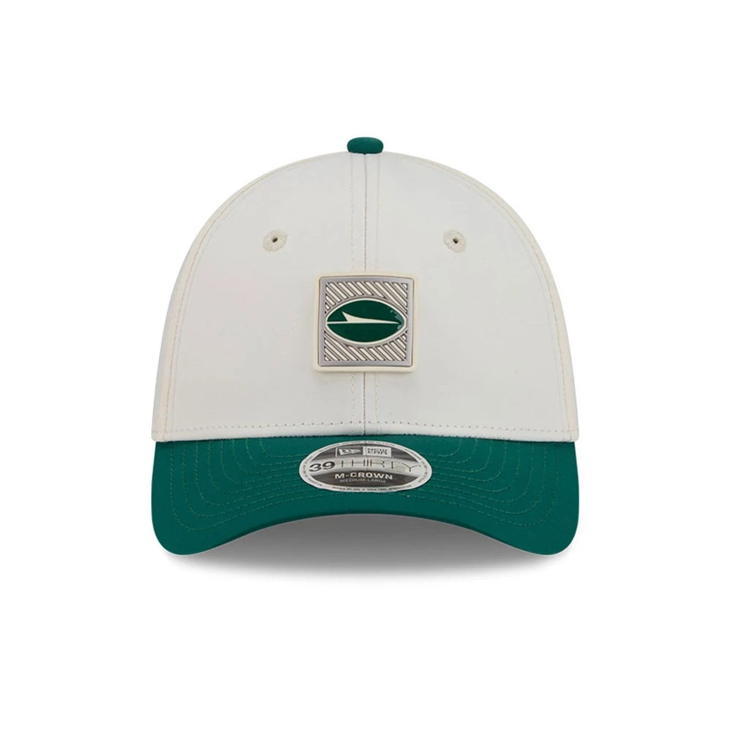Pictured is this NFL Training 2026 New York Jets 39THIRTY M-Crown Stretch Fit cap in white. 2
