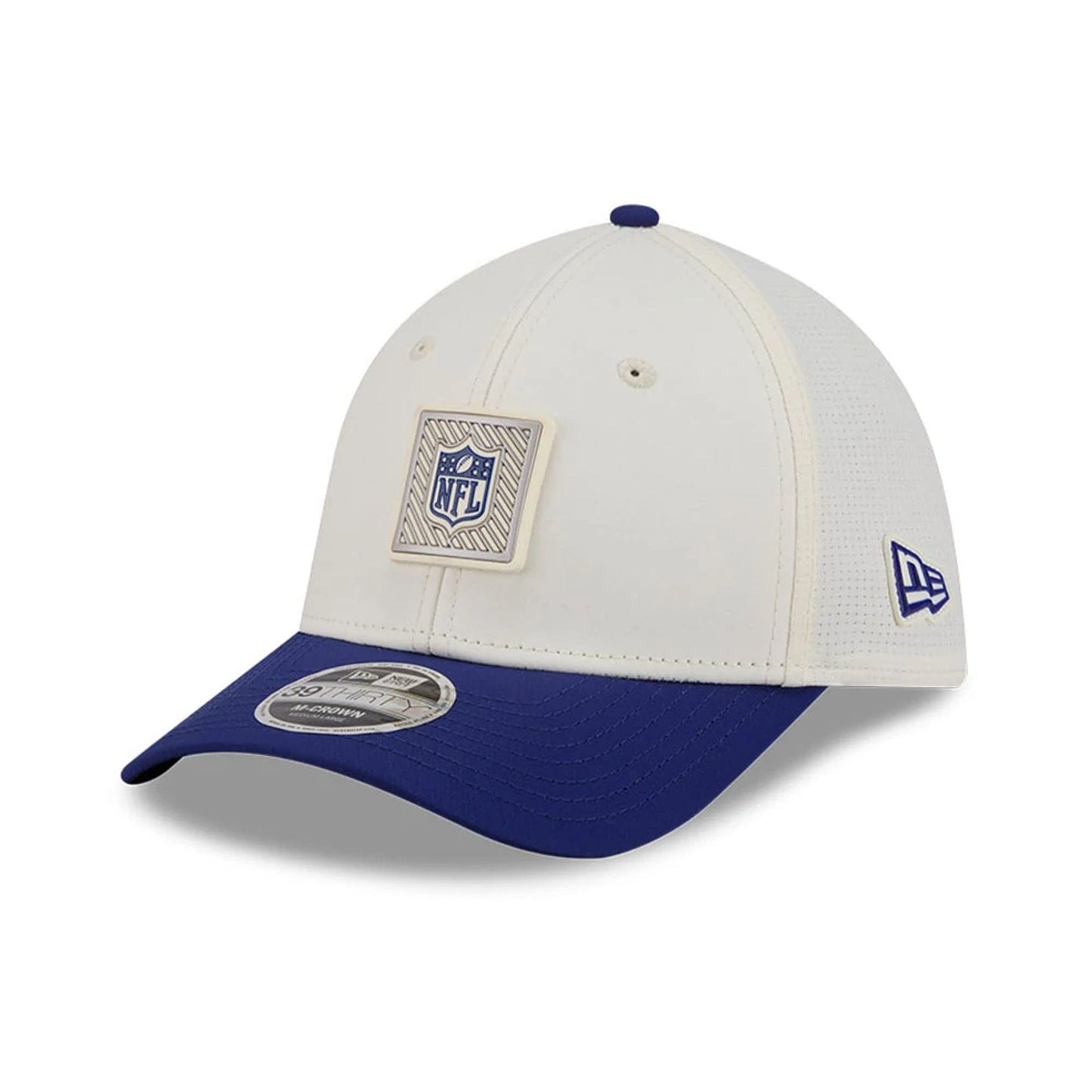 Pictured is this NFL Training 2026 NFL Official Logo 39THIRTY M-Crown Stretch Fit cap in white. 1