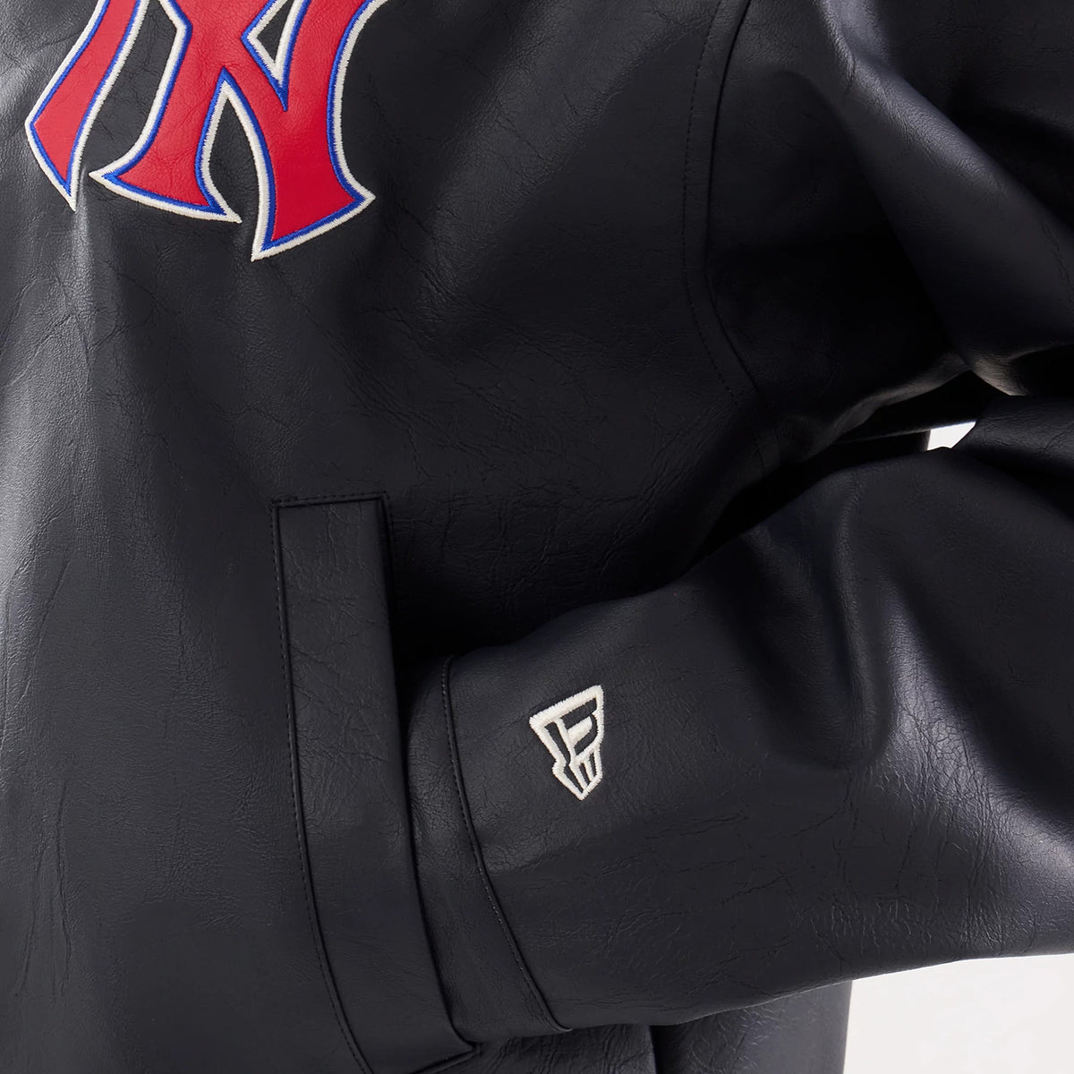 The model is wearing this Womens MLB New York Yankees Collared Jacket in black. 6