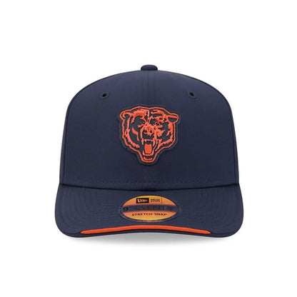 Pictured is this NFL Sideline 2026 Chicago Bears 9SEVENTY Stretch Snap cap in Navy. 2