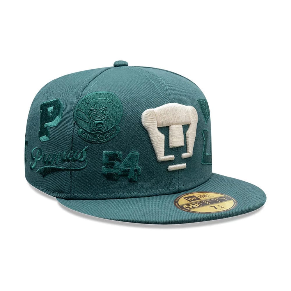 Pictured is this Liga MX All Over Pumas Unam 59FIFTY Fitted cap in dark green. 3