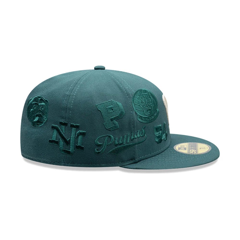 Pictured is this Liga MX All Over Pumas Unam 59FIFTY Fitted cap in dark green. 6