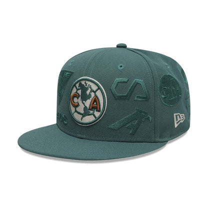 Pictured is this Liga MX All Over Club America 59FIFTY Fitted cap in dark green. 1