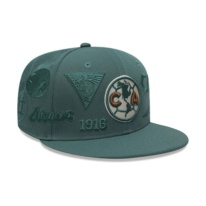 Pictured is this Liga MX All Over Club America 59FIFTY Fitted cap in dark green. 3