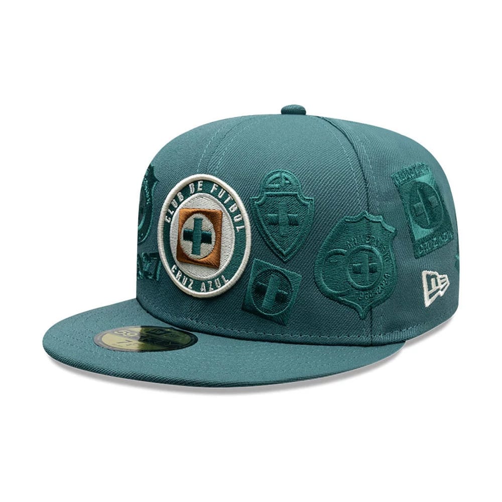Pictured is this Liga MX All Over Cruz Azul 59FIFTY Fitted cap in dark green. 1